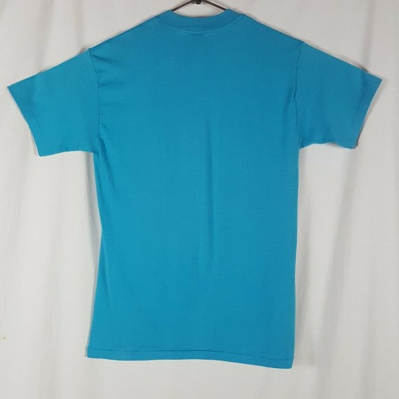 Vtg 80s Pedal Power Cyclist T-Shirt L Blue Single - Picture 3 of 6